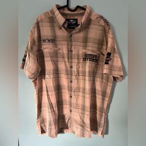 Harley-Davidson Men's Beige Plaid Button Down Shirt